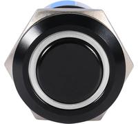 19mm 12-24 V marche/arrêt interrupteur à bouton-poussoir noir à auto-renfort étanche LED blanche