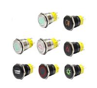 19mm 12v LED stainless steel black metal push button switch dashboard warning symbol car racing switch NWPNLXEA(Message number,12V Blue)