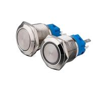 19mm 1NO1NC Ring LED Illumination Momentary/Latching Flat Round Head Metal Push Button Switch NWPNLXEA(Green LED,3-9V(5V))