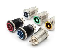 19mm 1pc Corresponds To 185 Symbols 12V 24V IP65 Metal Push Button Switch Screw Feet NWPNLXEA(White,BLACK SHELL_12V-24V)