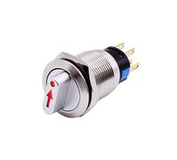 19mm 2 3 Position Métal Sélecteur Rotatif Bouton-poussoir Verrouillage SPDT 12V 220V LED Acier Inoxydable ON OFF Bouton Interrupteur 1NO 1NC ( Color : Red LED Switch , Size : 3 POSITION 2NO2NC_NO LED