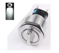 19mm 2 Position Metal Selector Rotary Switch Latching Push Button Switch With 12V-24V LED Illuminated Switch 1NO1NC ON OFF NWPNLXEA(Weiß)