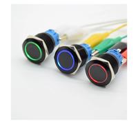 19mm 5V 12V 24V 110V 220V red blue green yellow Light Car Auto Metal LED Power Push Button Switch Self locking On-off NWPNLXEA(Blue Self lock,24V)