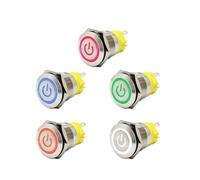 19mm 6V 12V 110V 220V LED Momentary Latch Stainless Steel vandal metal Push Button Switch with Power symbol UL NWPNLXEA(19mm Connector,220VAC)