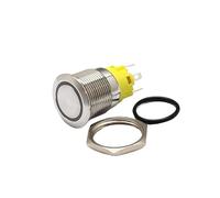 19mm 6V 12V 24V 110V 220V Ring LED Momentary Latching Stainless Steel Vandal IP65 Metal Push Button Switch NWPNLXEA(GREEN)