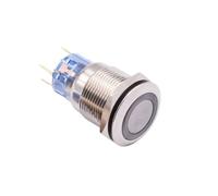 19mm Anti-Vandal Metal Push Button Switch Stainless Steel 1NO1NC 2NO2NC Ring LED Power Switch ON OFF Momentary Latch NWPNLXEA(12-24V Blue LED)