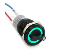 19mm Black Self-return Momentary Self-locking Fixation Waterproof DPDT Illuminated Metal Selector Rotary Switch 2/3 Position LED NWPNLXEA(Green,LATCHING FIXATION_2 POSITION_12-24V)