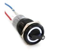19mm Black Self-return Momentary Self-locking Fixation Waterproof DPDT Illuminated Metal Selector Rotary Switch 2/3 Position LED NWPNLXEA(WHITE,LATCHING FIXATION_3 POSITION_220V)