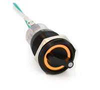 19mm Black Self-return Momentary Self-locking Fixation Waterproof DPDT Illuminated Metal Selector Rotary Switch 2/3 Position LED NWPNLXEA(Yellow,LATCHING FIXATION_3 POSITION_3-6V)
