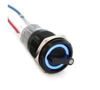 19mm Black Self-return Momentary Self-locking Fixation Waterproof DPDT Illuminated Metal Selector Rotary Switch 2/3 Position LED NWPNLXEA(3p,LATCHING FIXATION_2 POSITION_220V)