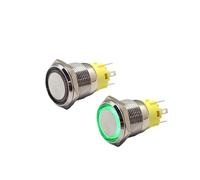 19mm Concave Bushing 6V 12V 110V 220V LED Momentary Latching Chromed finished metal Push Button Switch NWPNLXEA(RED,LATCHING_12VDC)