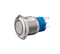 19MM E Series Metal Push Button Switch 1NO1NC Flat Round Head Push Button with LED Ring Illuminate NWPNLXEA(Green LED,12V-24V)