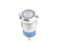 19mm Flat Head Latching Ring LED Illuminated 1NO1NC 48V Green/Yellow Bi-color Solder Metal Shell Push Button Switch NWPNLXEA