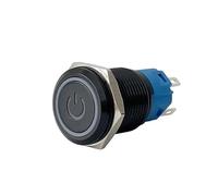 19mm LED Light Anodize Oxide Black Momentary Latching Car Engine PC Power 3-380V DIY Metal Push Button Switch NWPNLXEA(19mm Black Power,GREEN LED_MOMENTARY RESET_12-24V)