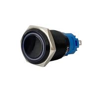 19mm LED Light Anodize Oxide Black Momentary Latching Car Engine PC Power 3-380V DIY Metal Push Button Switch NWPNLXEA(19mm Black Ring,YELLOW LED_FIXATION LATCHING_220V)