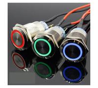 19mm Metal Alumina black press button Led power mark lamp button Momentary/Latching control PushButton Switch NWPNLXEA(White,LOCKING_12V)