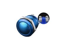 19mm Metal Button Switch Access Control Switch Spherical High Head Flat Arc Circle Start Self Reset Switch Screw Bottom NWPNLXEA(Spherical blue)