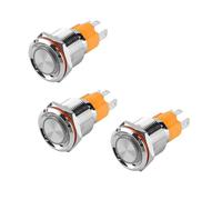 19mm Metal Button Switch Self Reset Round with LED Light 10A Horn Round Plane Power Supply Device Button Start 12v24v220v NWPNLXEA(Flat without light,19MM_3-8V)