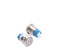 19mm Metal Button Switch Supply Self Reset Self Lock Button Switch LED Lamp Ring Metal Button Switch NWPNLXEA(Green,19MM_220V)