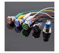 19mm Metal Power mark brass Push Button Switch flat round illumination self Locking Latching 1NO 1NC Car button 5/12/24/110/220V NWPNLXEA(White self Lock,12V)