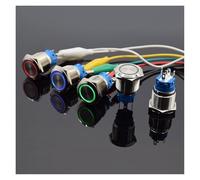 19mm Metal Power mark brass Push Button Switch flat round illumination self Locking Latching no nc Car button 5/12/24/110/220V NWPNLXEA(White self Lock,12V)