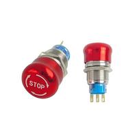 19mm Metal Push Button Switch Emergency Stop Red Mushroom Knob Rotary Locking DIY 3 Pins 1NO1NC NWPNLXEA