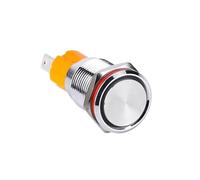 19mm Momentary Latching 10A Big Current NO Metal Housing Flat Actuator Self-locking 2Pins Terminal Push Button Switch NWPNLXEA(Harness socket,ON-OFF Latching)