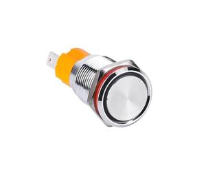 19mm Momentary Latching 10A Big Current NO Metal Housing Flat Actuator Self-locking 2Pins Terminal Push Button Switch NWPNLXEA(1 UK,Momentary)