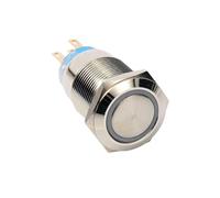 19mm ON OFF or momentary flat head resettable 12V ring led IP67 1NO1NC push button switch NWPNLXEA(White LED,24V)