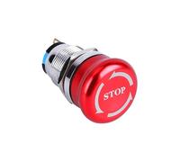 19mm Red Emergency Stop Mushroom SPST/DPDT Latching Self-locking 3Pins Push Button Switch NWPNLXEA(22mm)