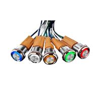 19mm Self Locking Metal Button Switch Power Supply Start Stop with Light 10A High Current 12v24v220v NWPNLXEA(Flat without light,19MM_220V)