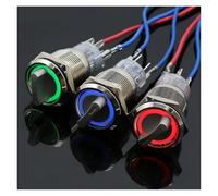 19mm Self-return Momentary Self-locking Fixation Waterproof DPDT Illuminated Metal Selector Rotary Switch 2/3 Position with LED NWPNLXEA(RESET_3P_12-24V)