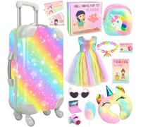 19Pcs Accessoires de Poupée de 45,7 cm Valise Bagage Set de Voyage avec Vêtements de Poupée Appareil Photo, Oreiller, Sac, Robe, Lunettes, Poupée Stuff Fit 18 pouces Poupée, Noël cadeau d'anniversaire