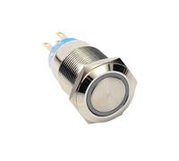 19S Ring LED 19mm Stainless Steel ON OFF flat head resettable 12V ring led 1NO1NC push button switch NWPNLXEA(Harness,12V)