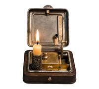 19th Century Mechanical Candle Box, Vintage Wind-Up Pocket Lighter & Candle Holder | Victorian Flame Igniter Copper Candlebox with Mechanical Riser for Home Living Room Kitchen