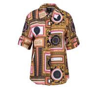 19V69 ITALIA Chemisier 'Marla Baroque' bleu marine / jaune d'or / rose clair / blanc, Taille XS