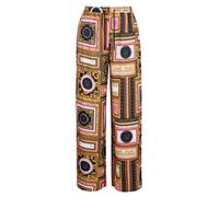 19V69 ITALIA Pantalon 'Mamo Baroque' bleu marine / jaune d'or / rose clair / blanc, Taille 38