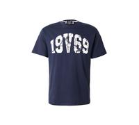 19V69 ITALIA T-Shirt 'Rafael' bleu marine / anthracite / blanc, Taille L