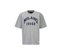 19V69 ITALIA T-Shirt 'Tamaro College' bleu foncé / gris chiné / blanc, Taille XL