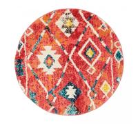 1A2T - Tapis Berbère Style ⌀ 100cm, Tapis Chambre Tapis Multicolore Motif Berbère, 3515-rond