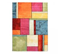 1A2T - Tapis Carré - Tapis Salon Moderne Design LYN8 GEOME Trique - Grand Tapis Salon Multicolore 160x160 cm - Tapis à Poils Ras idéal pour Le Salon, 1610
