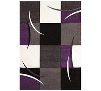 1A2T - Tapis Entrée 40x60cm Tapis Violet Motif Graphique, Tapis de Forme Rectangulaire, 1642