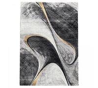 1A2T - Tapis Entrée 60x110cm Tapis Jaune Motif Graphique, Tapis de Forme Rectangulaire, 3845