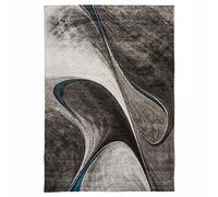 1A2T - Tapis Entrée 60x110cm Tapis Noir Motif Graphique, Tapis de Forme Rectangulaire, 2480