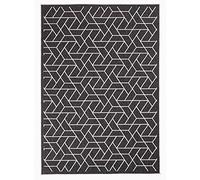 1A2T - Tapis Exterieur 235x320cm, Idéal comme Tapis Terrasse et Jardin Tapis Noir Motif Graphique, 3693