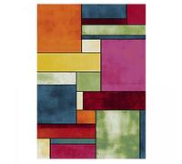 1A2T - Tapis Rouge Motif Graphique, Bibliothèque, 160x160cm, Carré, 11348
