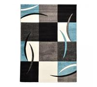 1A2T - Tapis Salon 120x170cm Tapis Bleu Motif Graphique, Tapis de Forme Rectangulaire, 754