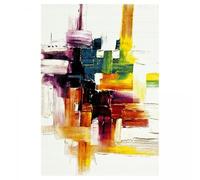 1A2T - Tapis Salon 120x170cm Tapis Crème Motif Abstrait, Tapis de Forme Rectangulaire, 1030