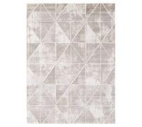 1A2T - Tapis Salon 160x220cm Tapis Crème Motif Graphique, Tapis de Forme Rectangulaire, 3597