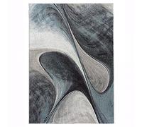 1A2T - Tapis Salon Moderne Design 120 x 170 cm - Tapis Salon Bleu Gris Noir - Tapis Vague à Poils Ras Rectangulaire idéal pour Le Salon, 1937